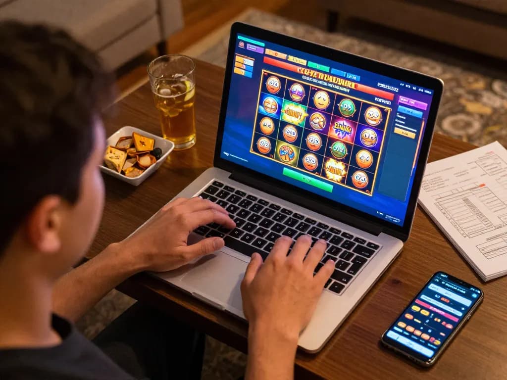 Engaged player enjoying a winning moment on a slot server thailand, showcasing an exciting online gaming experience