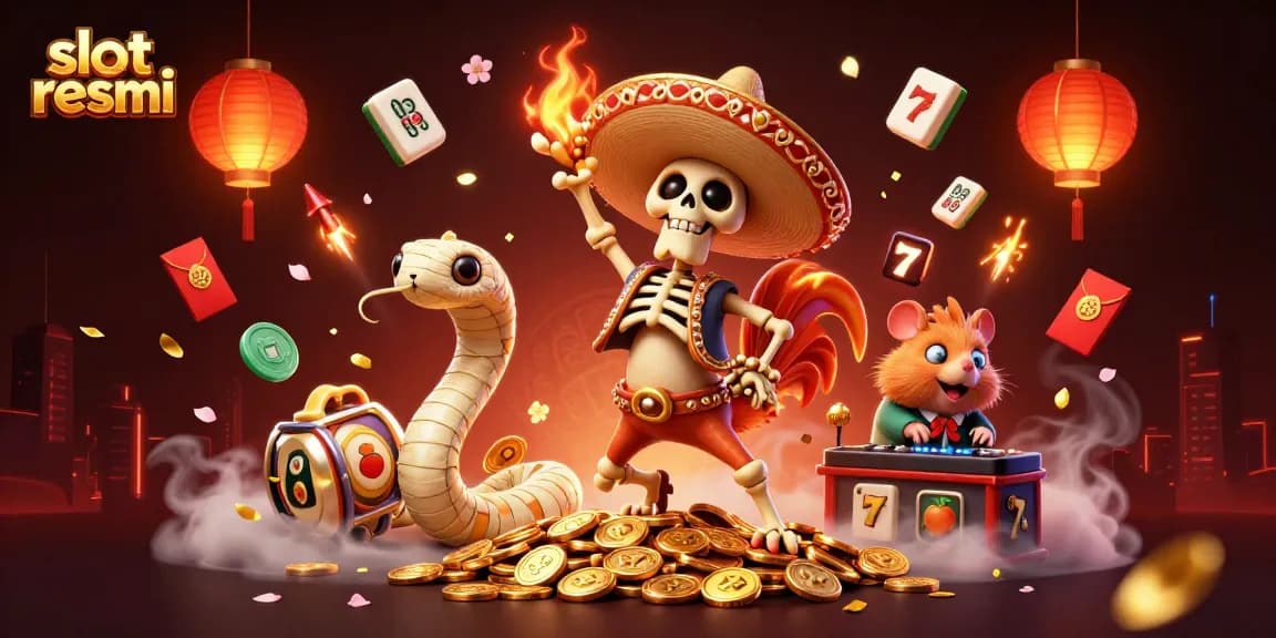 Experience the thrill of slot resmi with vibrant characters celebrating a jackpot scene.