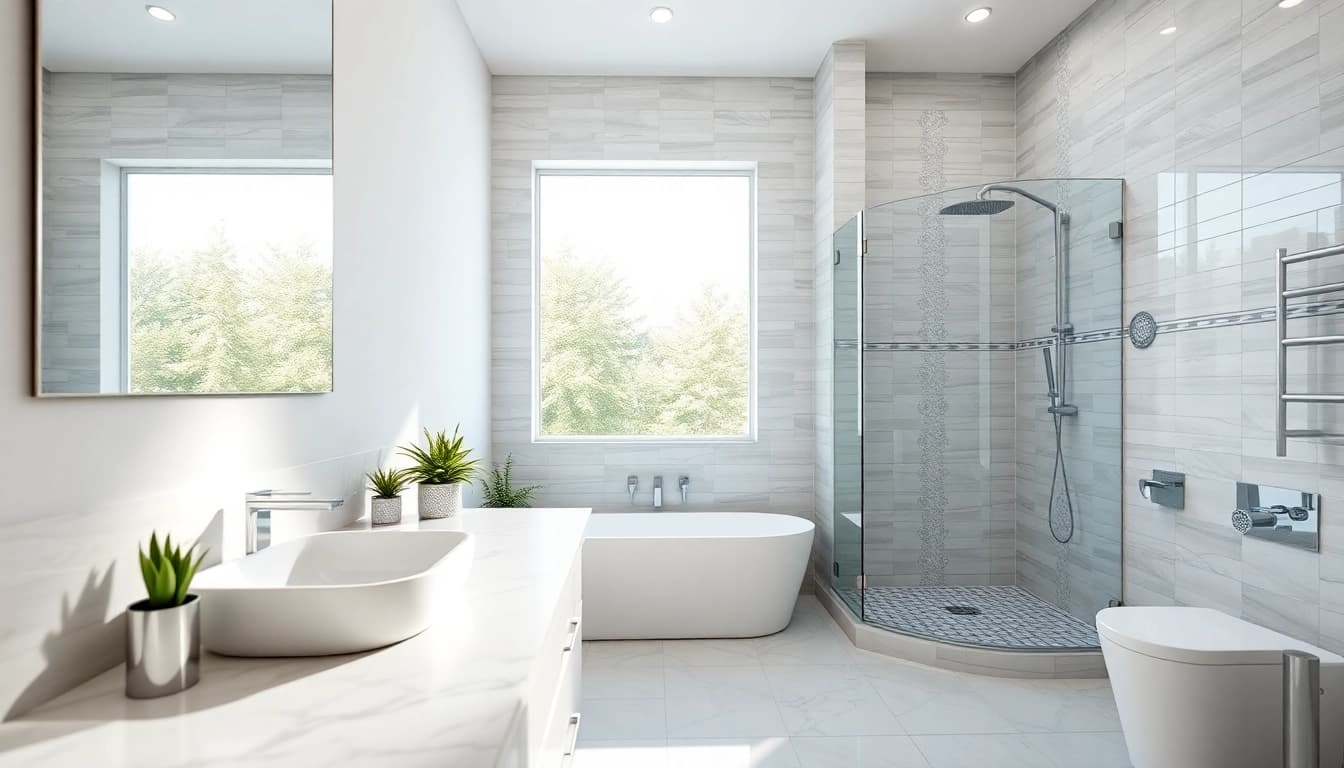 Visualizing the bathroom renovation cost with a modern bathroom showcasing elegant design and features.
