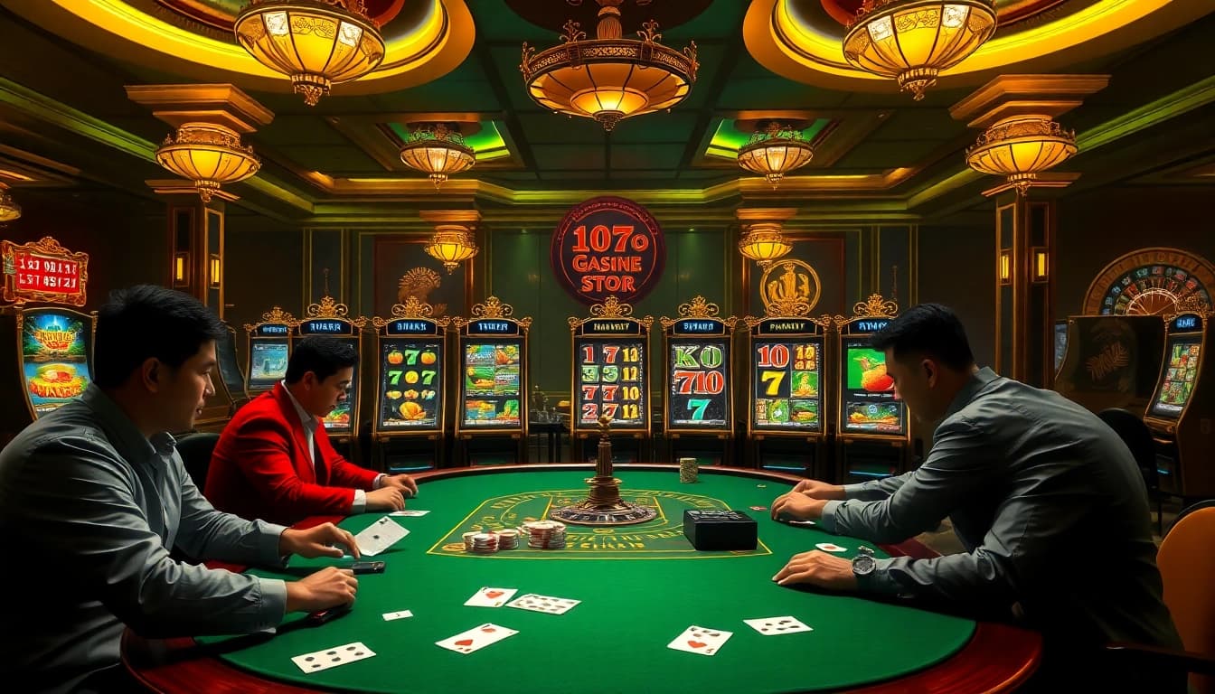 A thrilling casino slot gaming experience with agen toto slot and vibrant machines and players engaged.