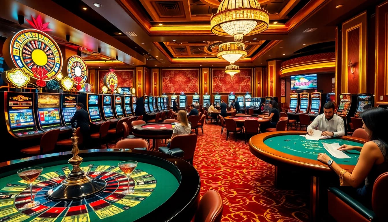 Ressentez l'excitation au meilleur casino en ligne avec des tables de jeu vibrantes et une atmosphère luxueuse.