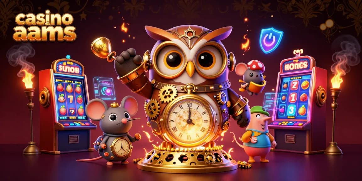Partecipa a attività emozionanti nei casino non AAMS con slot machine vivaci e personaggi dinamici in una scena 3D.