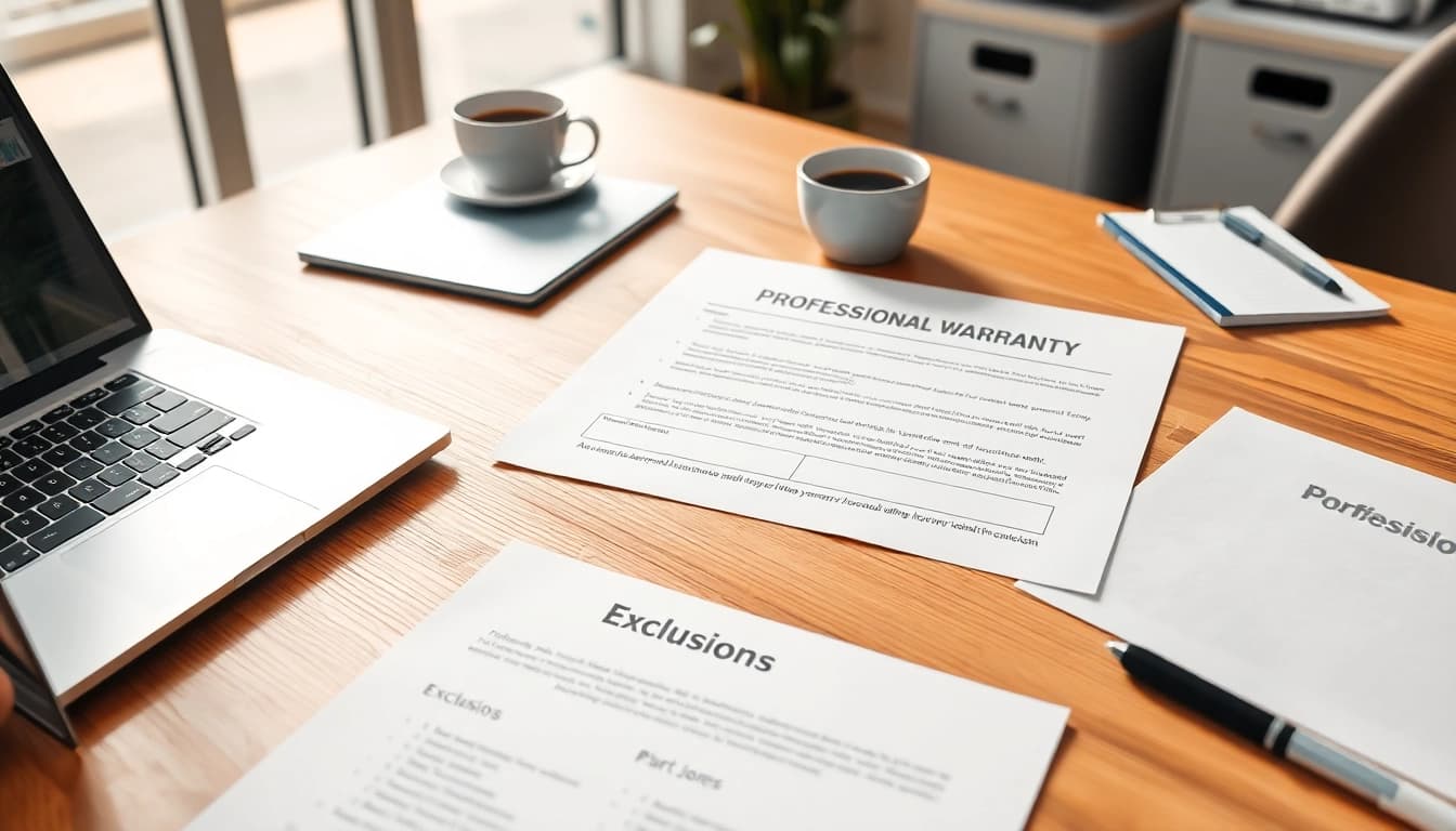 Understand the warranty company with clear exclusions through detailed documentation on a desk.