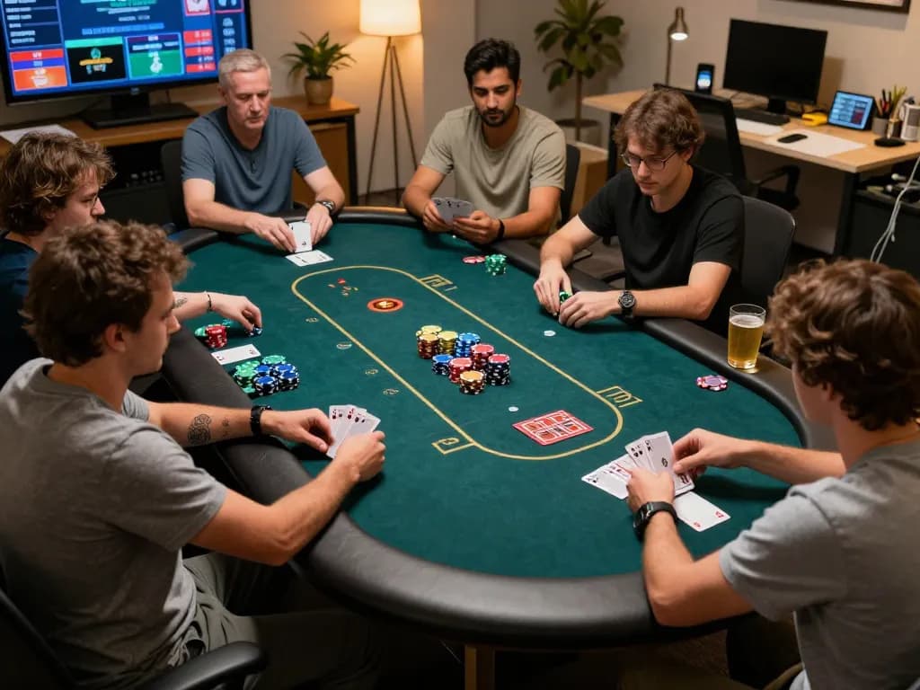 Engaged players compete in an online poker game featuring amigogrillandco for strategy and skill.
