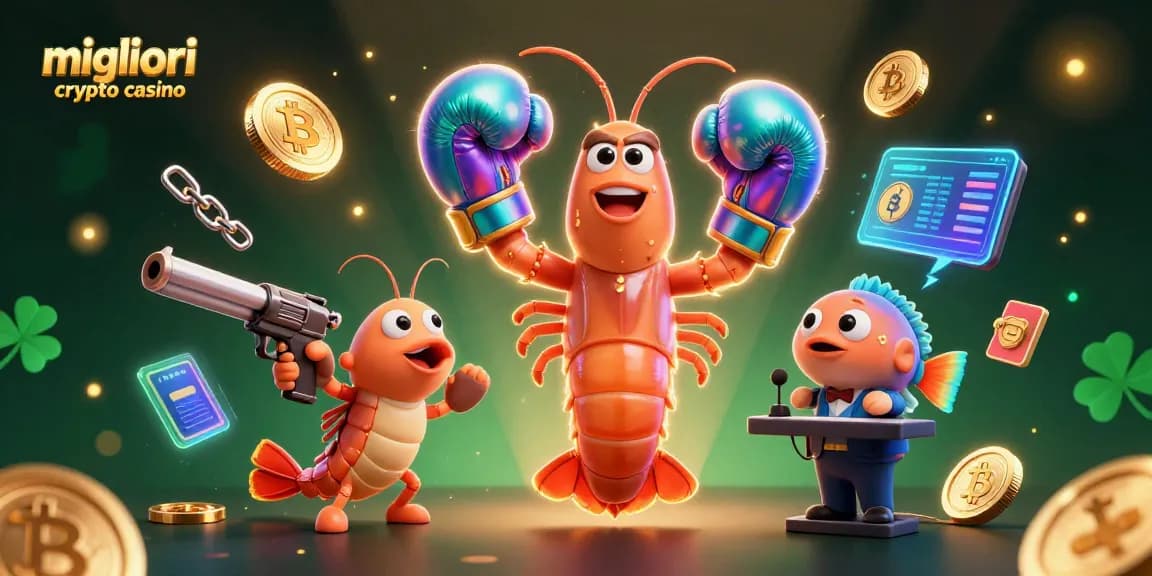 Vinci nei migliori crypto casino con la nostra iridescente mascotte e simboli di Bitcoin ed Ethereum.