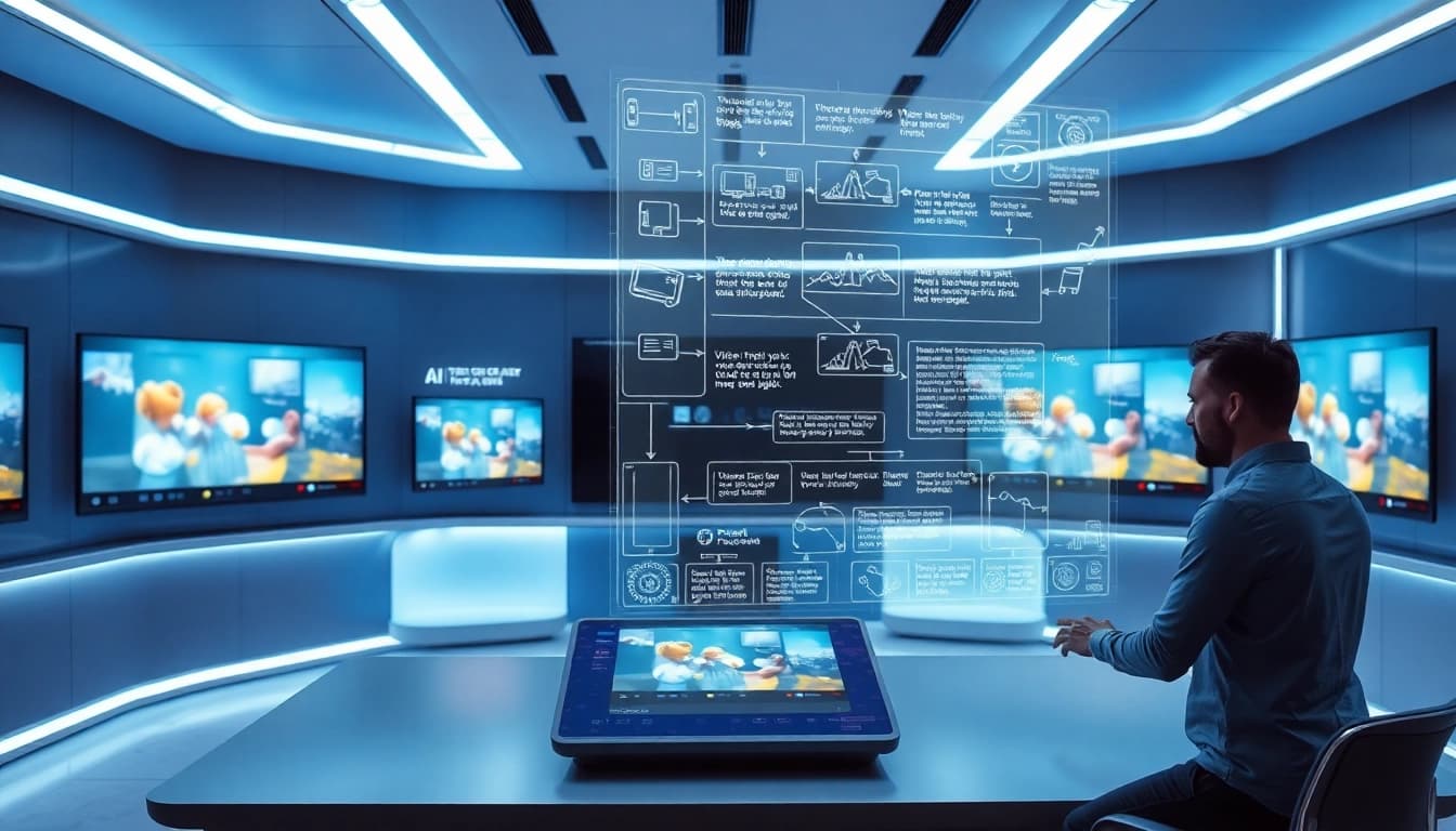 Transform video to prompt AI technology in a modern studio environment.
