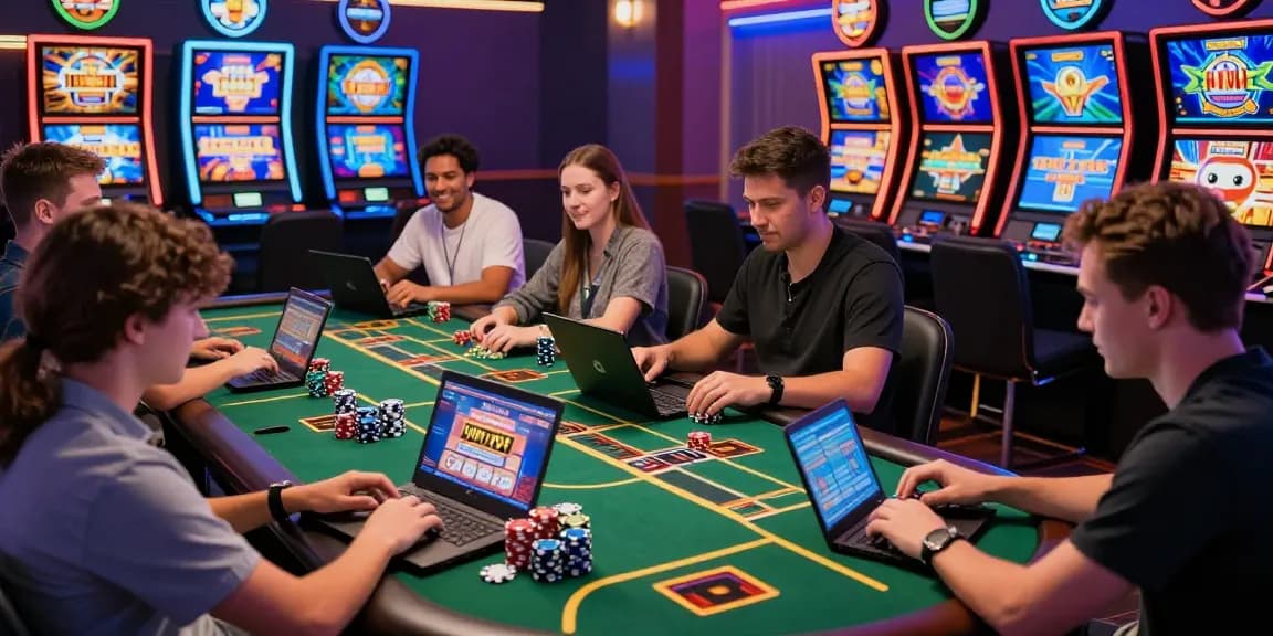 Players experiencing exciting games at credit card casinos with lively dealers and vibrant ambiance.