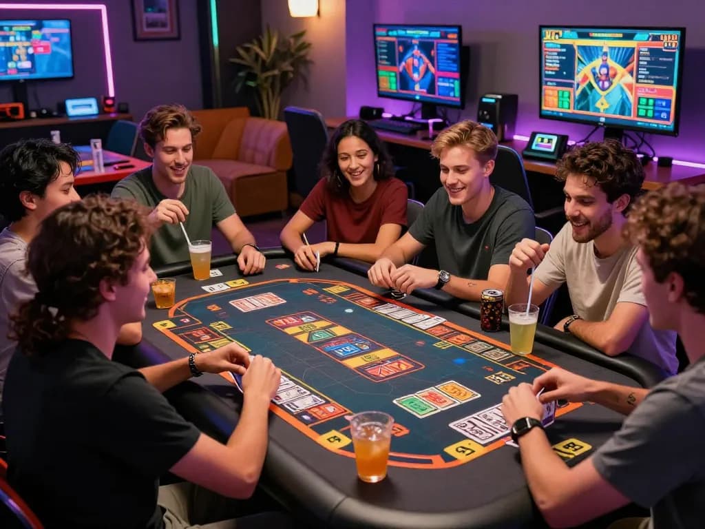 Friends enjoying an exciting gaming night at the go88 online casino.