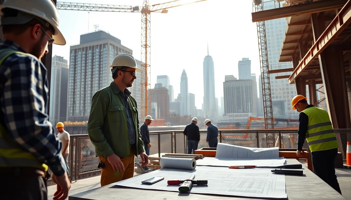 Showcase of a Manhattan Commercial General Contractor managing construction workers at a vibrant Manhattan site.