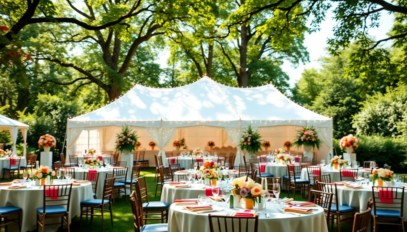Tent Rentals showcasing a beautiful outdoor setting with elegant details.