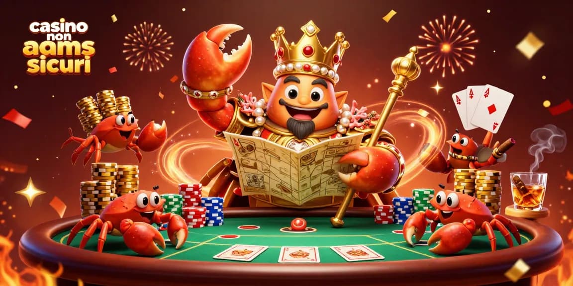 Gioca nei casino non AAMS sicuri con divertenti elementi di poker e un imperatore granchio dorato.