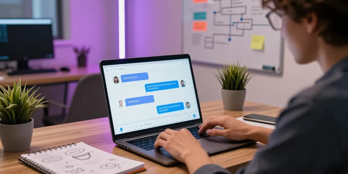 Engaging with crush on ai chatbot at a modern workspace showcasing creativity and technology.