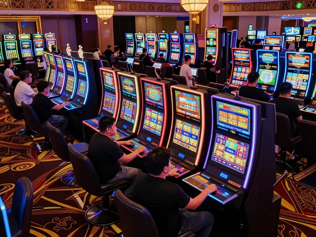 Engaging players celebrating wins at slot gacor hari ini in vibrant casino setting