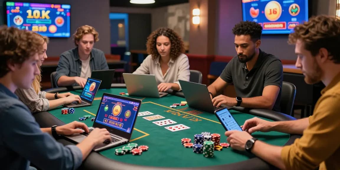 Players enjoying online games at casinos that accept credit cards with vibrant graphics and gaming atmosphere.