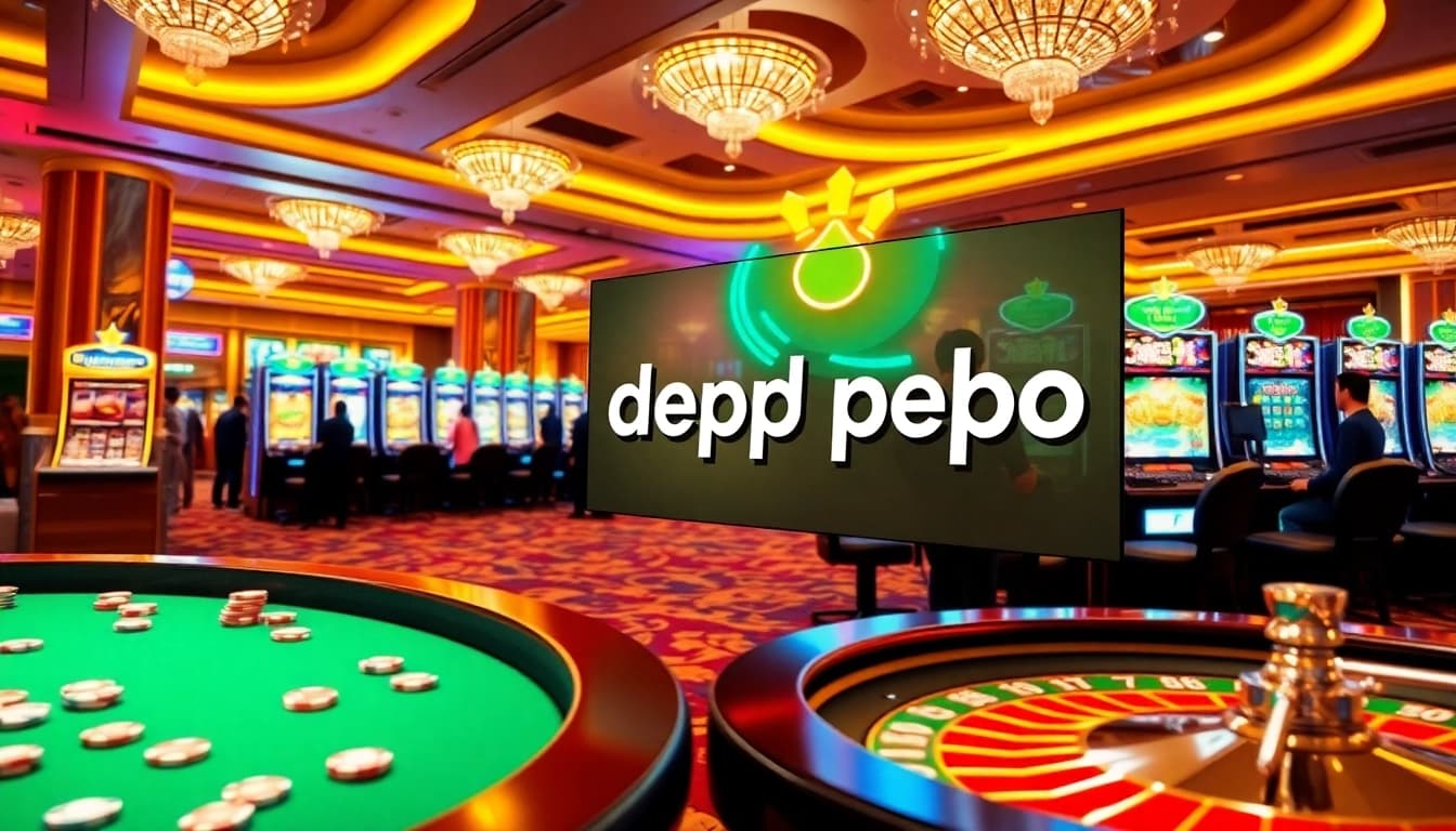 Pemain menikmati permainan seru di mesin slot depo pulsa dalam suasana kasino mewah.