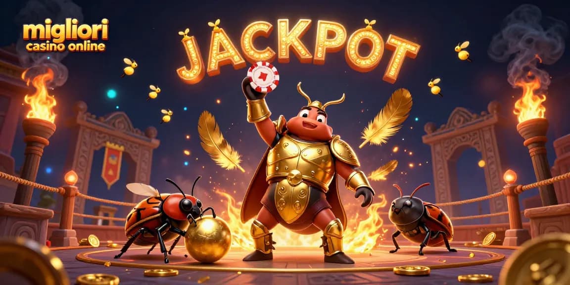 Gioca nei migliori casino online: eroe in armatura dorata solleva una fiches per vincere!
