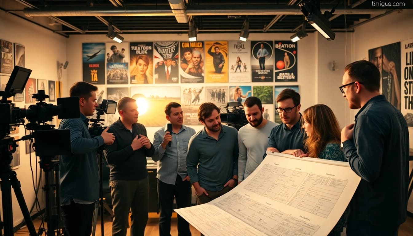 Dynamic team collaboration showcasing a Video Production Company Calgary in action, illustrating creativity and teamwork.