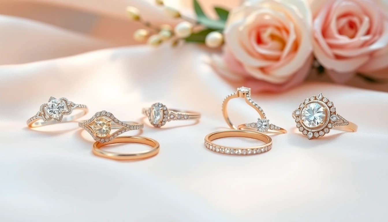 Showcasing exquisite promise rings with intricate designs and sparkling stones.