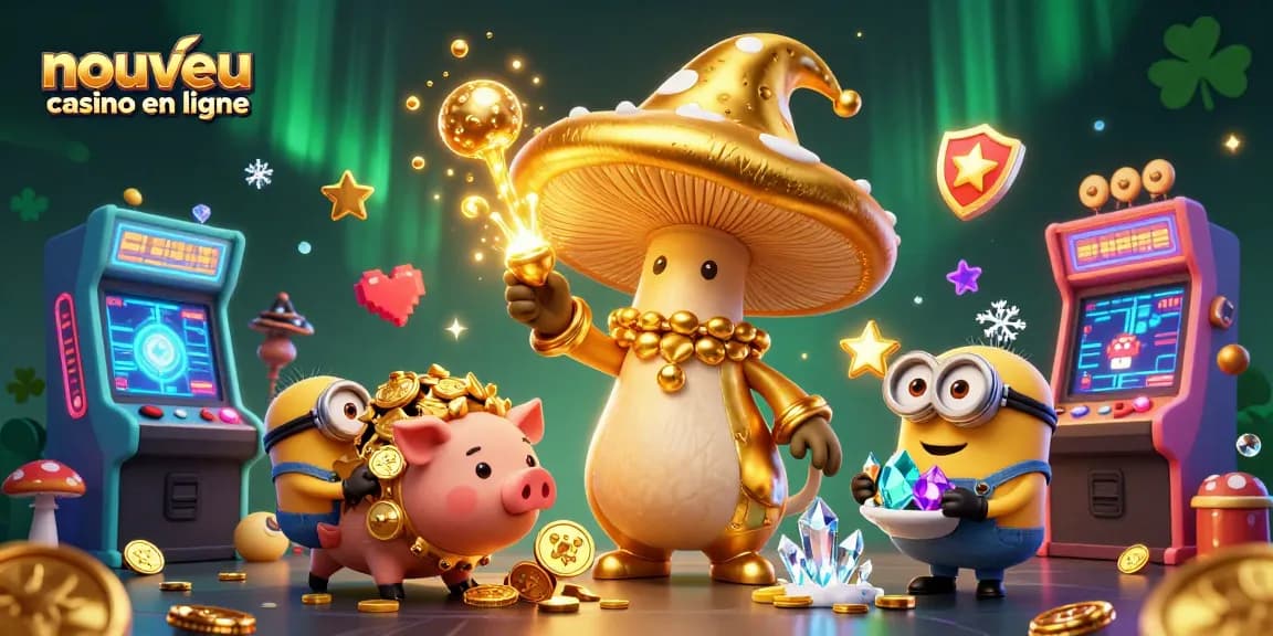 Jeux captivants dans un nouveau casino en ligne avec des personnages magiques transformant l'or.