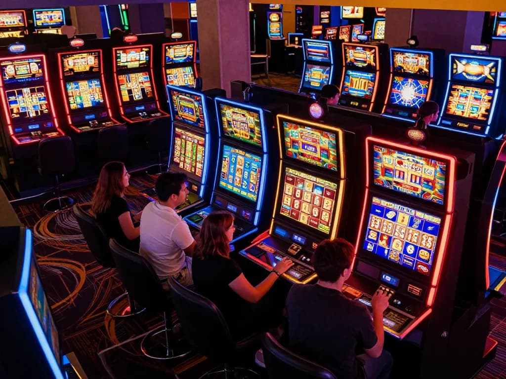 Merayakan kemenangan semasa bermain permainan log masuk 100cuci slot pada mesin yang berwarna-warni