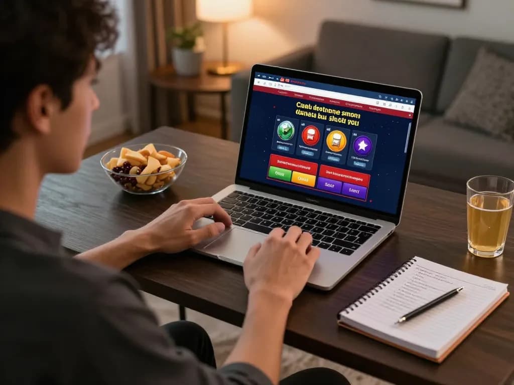 Engaging with Canada online casinos reddit from home gaming setup featuring strategic notes.