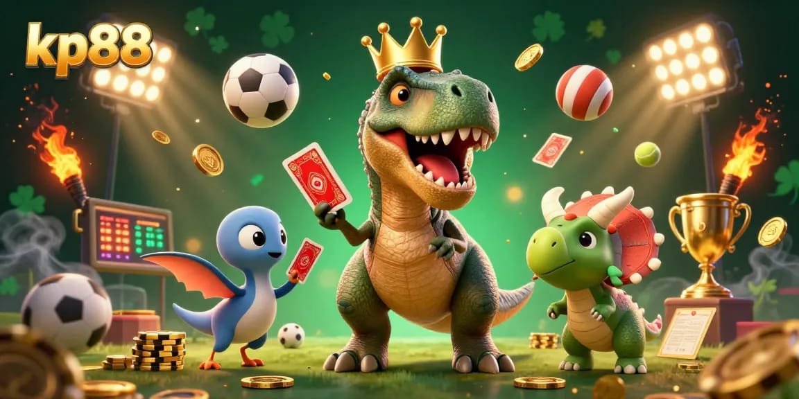 Join in the excitement at kp88, where creatures deal cards and stack chips in this vibrant casino scene.