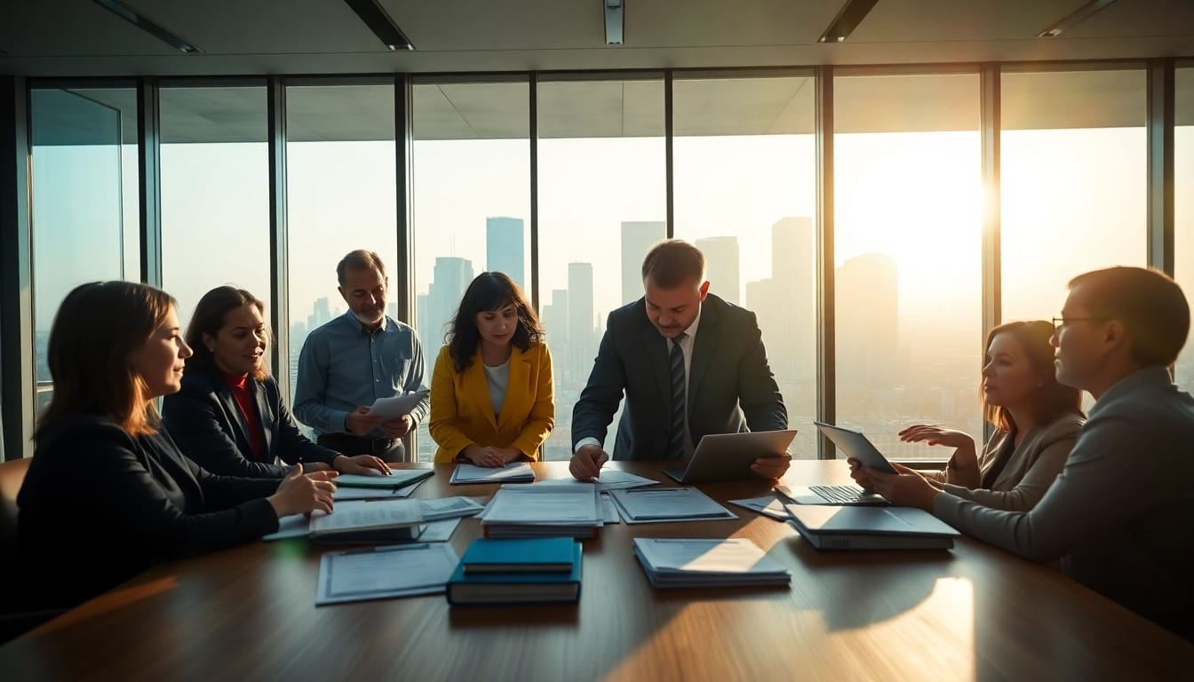 Crisis management consultant leading a strategic meeting in a corporate setting.