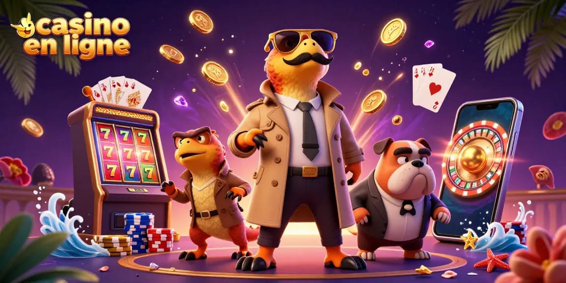 Jouer aux machines à sous en ligne dans un casino en ligne avec des raptors déguisés.
