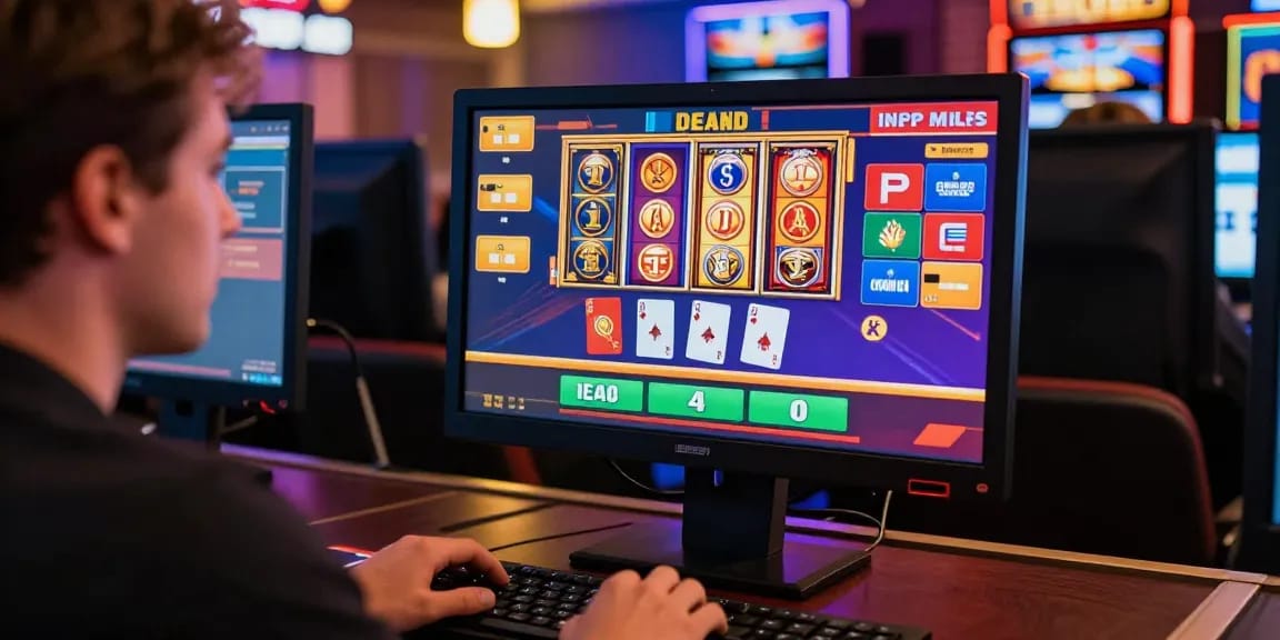 Exciting online gaming scene at credit card casinos UK with player interacting with live dealer and payment options.