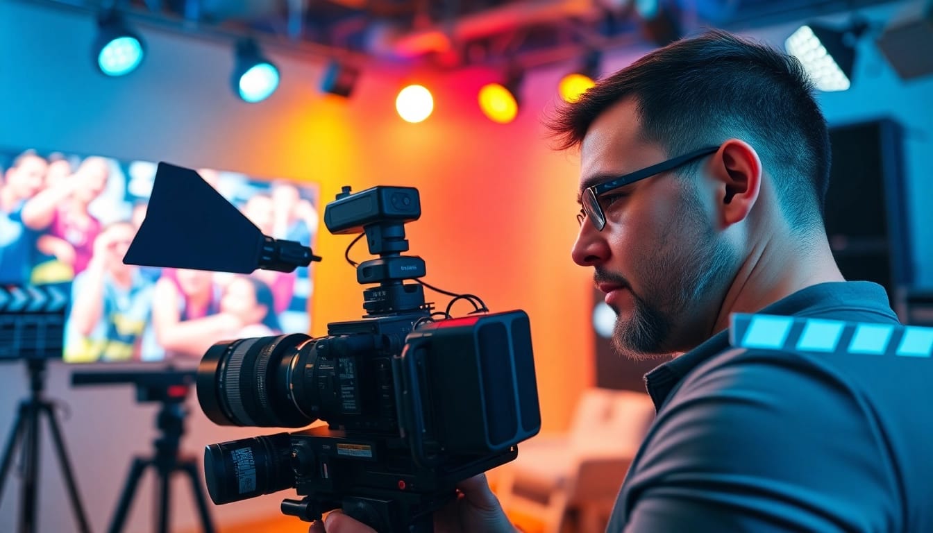 Oronto video production company filming a vibrant scene with high-tech cameras.