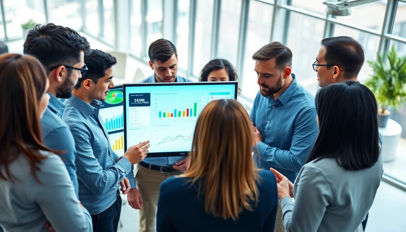 Boost collaboration with a content analytics tool for sales teams, highlighting teamwork and modern technology.