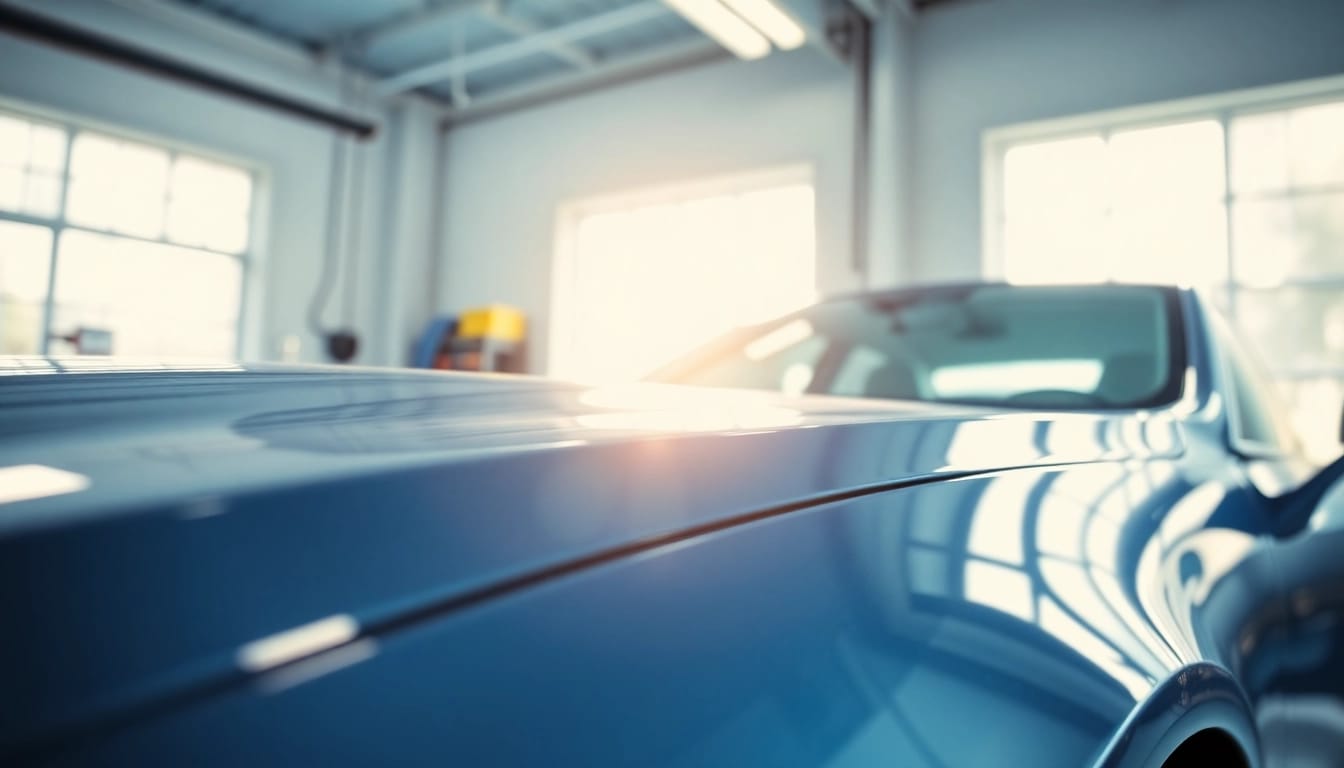 Showcasing the best car detailing Chattanooga TN with a freshly cleaned vehicle in a bright garage.