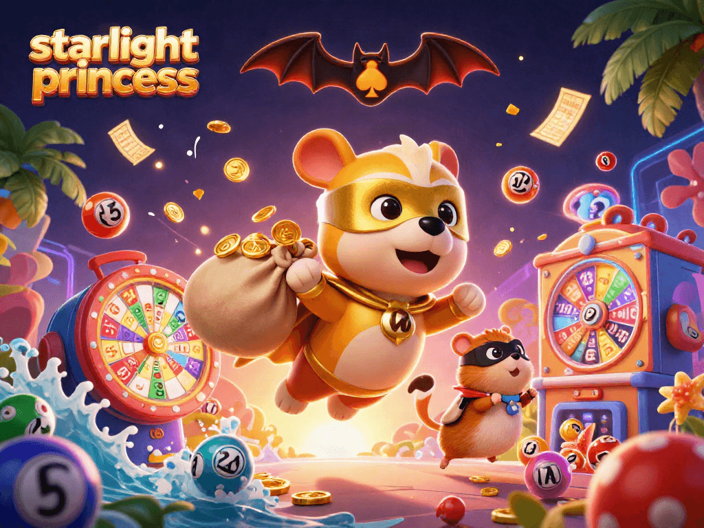 Experience the magic of Starlight Princess as the superhero dog collects coins amidst a dynamic gambling scene.