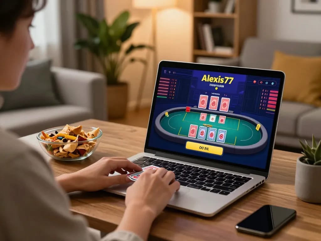 Accessing alexis77 login on a laptop for an engaging online casino session.
