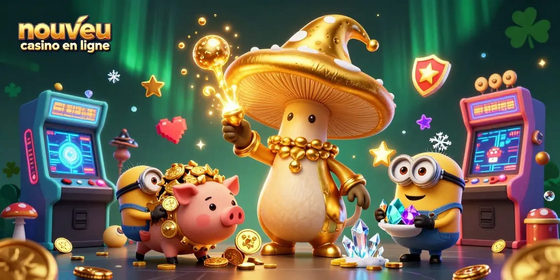 Jeux captivants dans un nouveau casino en ligne avec des personnages magiques transformant l'or.