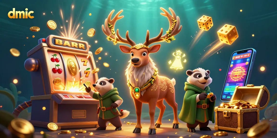 Experience the thrill of dmic's slot machines bursting with jackpots and treasures in a magical realm.