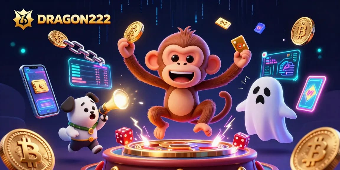 Experience DRAGON222 excitement with mischievous monkey juggling in a dynamic haunted casino scene.