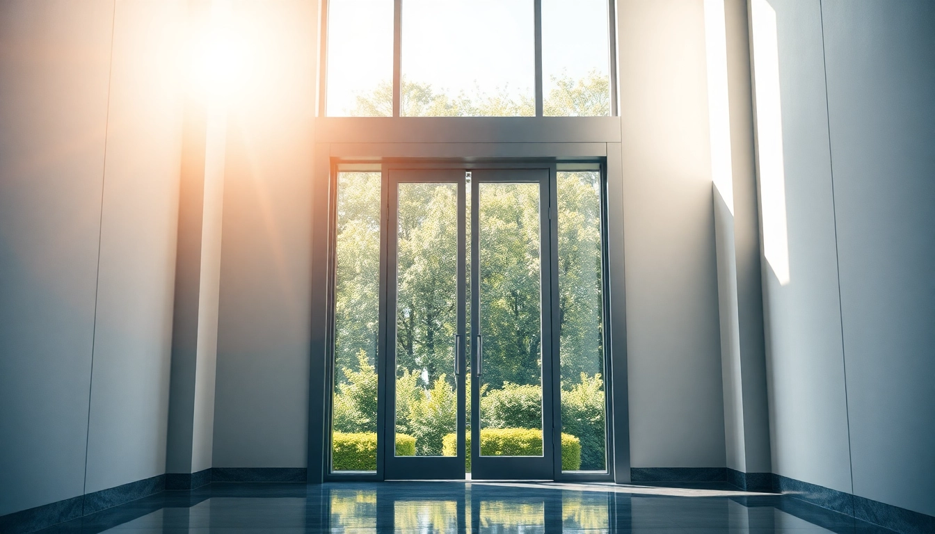 Installing a modern exit door, highlighting its safety features and stylish design.