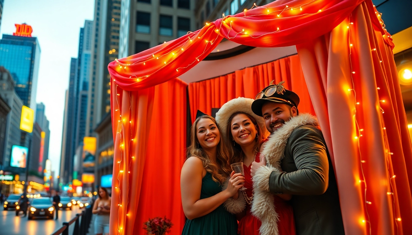 Captivating photo booth chicago setup with decorative elements and vibrant atmosphere.