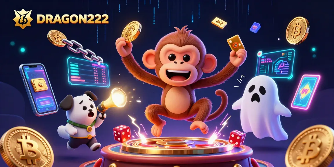 Experience DRAGON222 excitement with mischievous monkey juggling in a dynamic haunted casino scene.