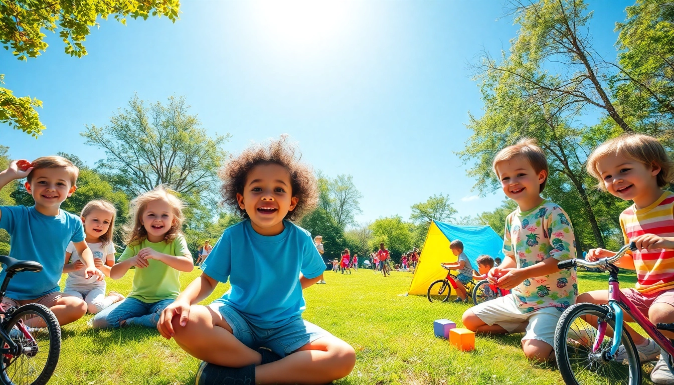 Children enjoying activities at a summer kids camp, creating memories in a vibrant outdoor setting.