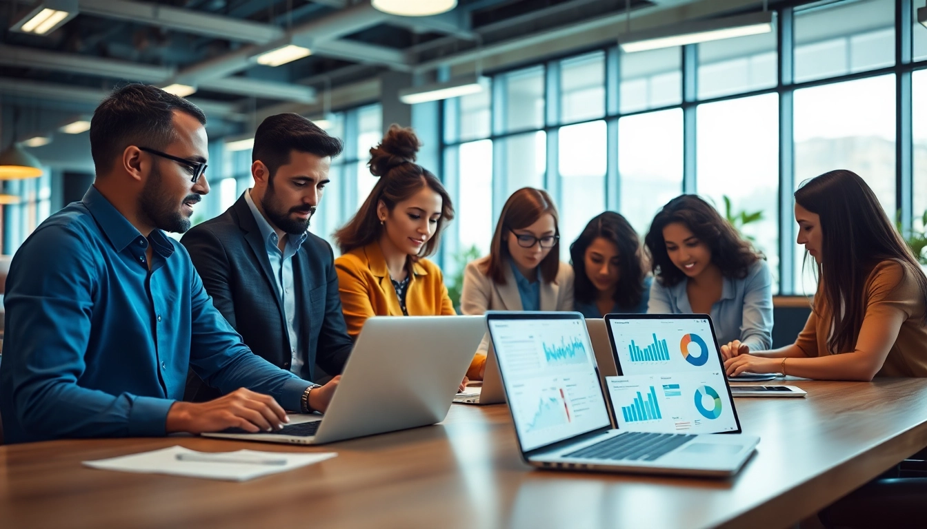 Showcase of enterprise assistant software enhancing teamwork in a modern office setting.
