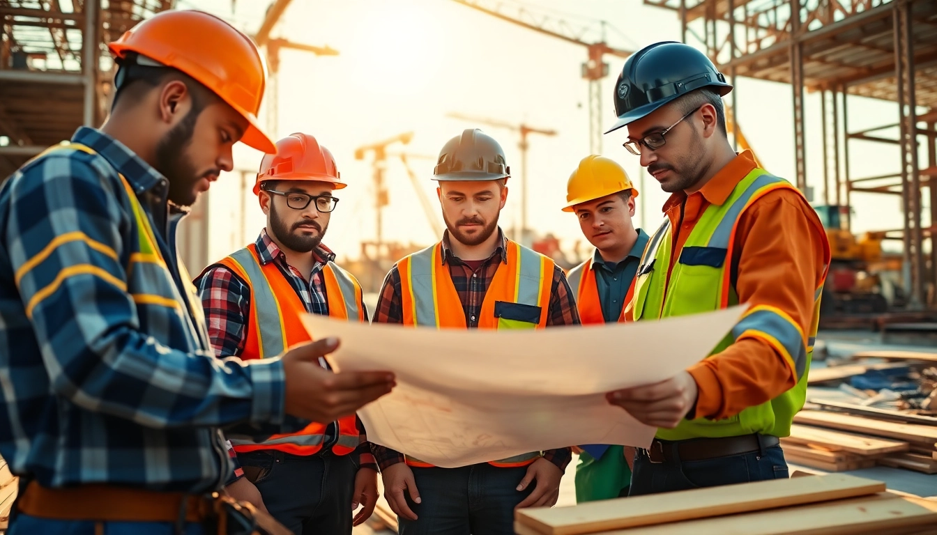 Construction apprenticeships Carolinas: Diverse apprentices collaborating on a construction site in the Carolinas.