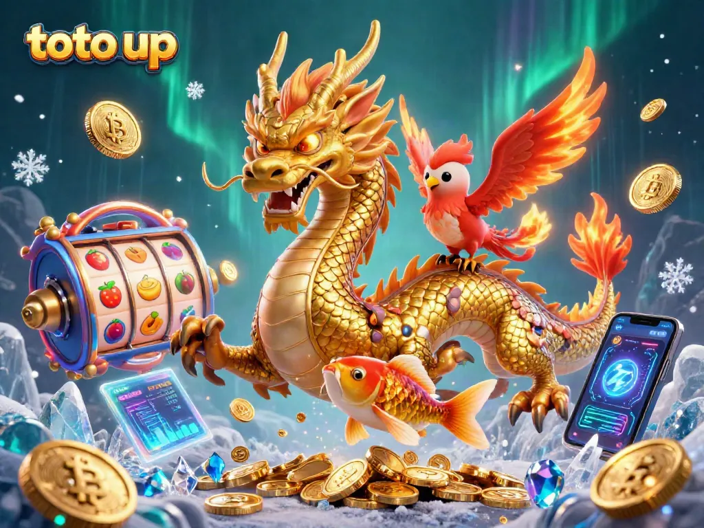 Spin the reels in the thrilling toto up casino scene with vibrant characters and colorful slot elements.