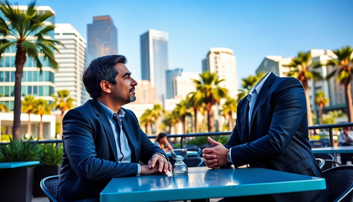 Empowering interaction with a business coach San Diego guiding a client outdoors.