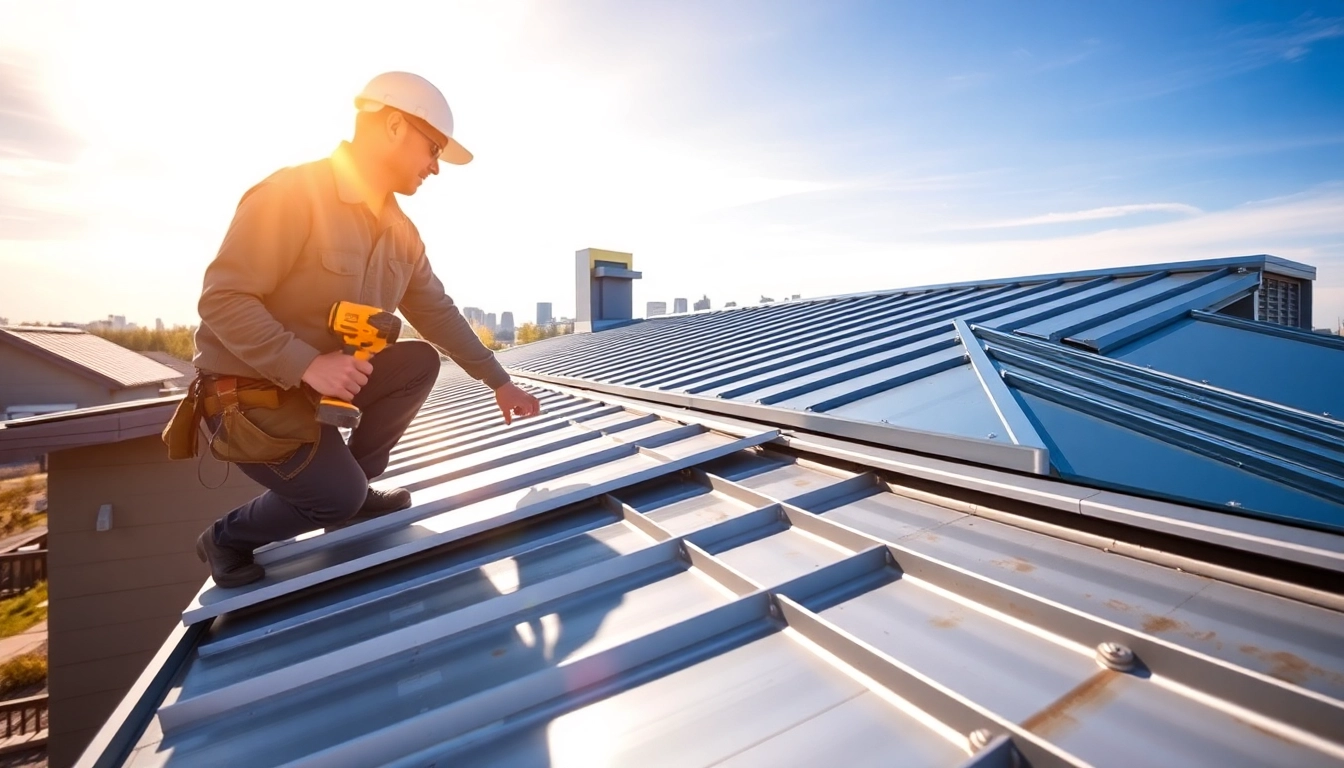 Explore metal roofing calgary with professionals installing a modern metal roof on a home.