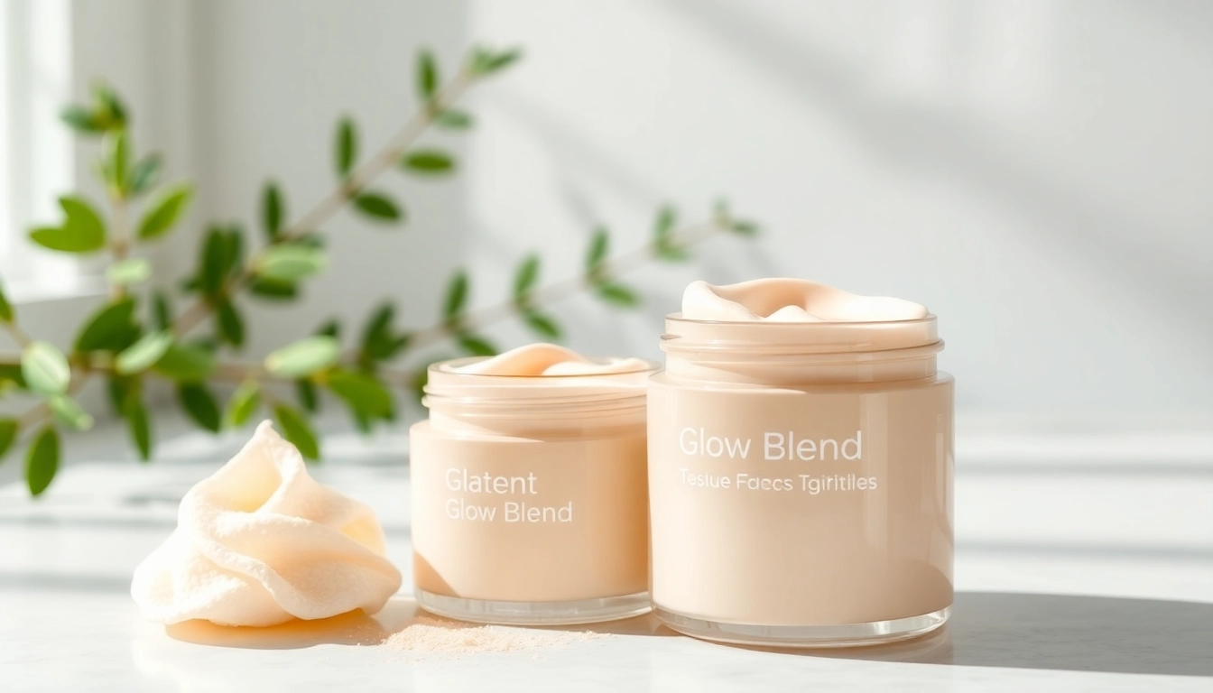 Enhance your skincare routine with Glow Blend, showcasing its rich textures in a serene setting.