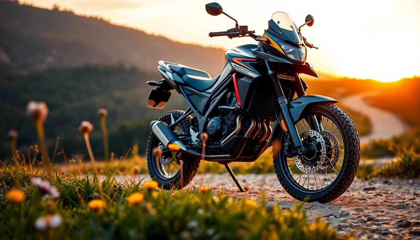 Ride through adventure on a dual sport Street legal motorcycle against a stunning natural backdrop.