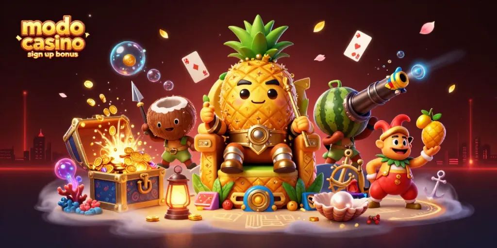 Claim your modo casino sign up bonus with immersive gameplay featuring gold coins and vibrant casino elements.