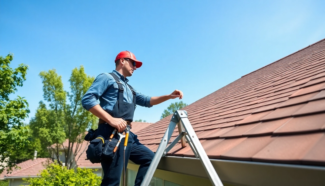 Roof repair inspection by a skilled technician on a residential home.